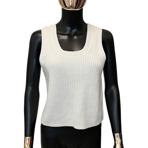 Joie White Knit Sweater Vest Medium Open Knit Back New With Tags - Picture 3 of 10